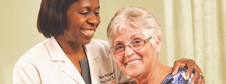 Patricia Ianni with her breast cancer surgeon, V. Merle McIntosh, MD.